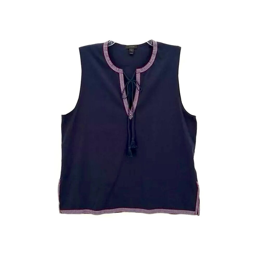 J. Crew Embroidered Trim Tassel Top